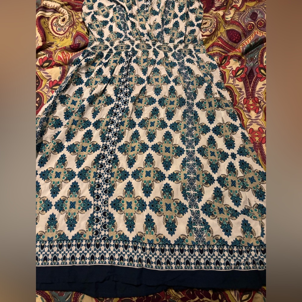 Bohemian Patterned Dress with Pockets - Picture 2 of 11